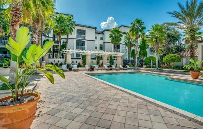 Front Pool Area with Lounge chairs