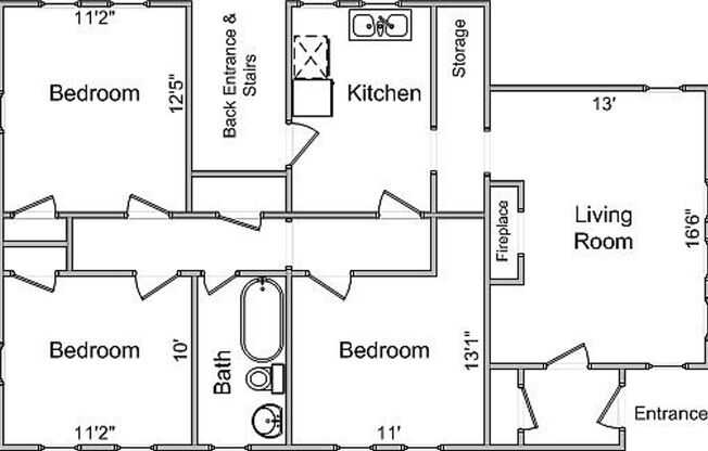 3 beds, 1 bath, 830 sqft, $1,695, Unit 415