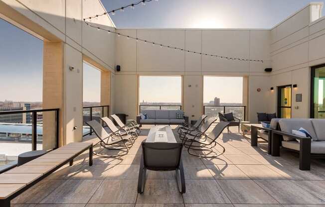 a view of the roof deck at the collective venues canary wharf in london at Platform 4611, Chicago, IL