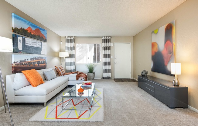 Living Room with a window and the front door