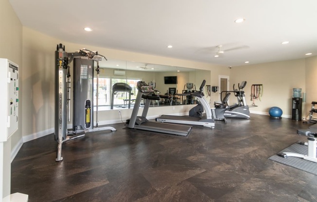 This is a photo of the 24-hour fitness center at Lake of the Woods Apartments in Cincinnati, OH.