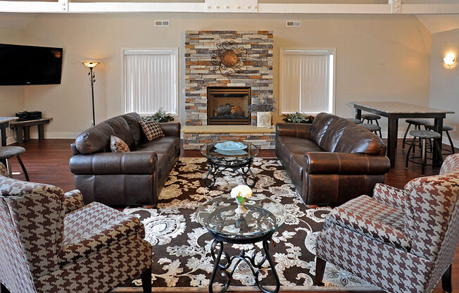 Fireplace In Clubroom at Charter Oaks Apartments, Davison, MI, 48423