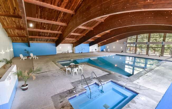 indoor pool and hot tub at Harbor Pointe apartments in Milwaukee, WI