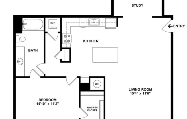 1 bed, 1 bath, 1,034 sqft, $1,557