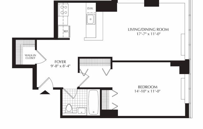 1 bed, 1 bath, 714 sqft, $6,150, Unit 9E