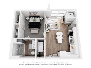 1 bed, 1 bath, 602 sqft, $1,607