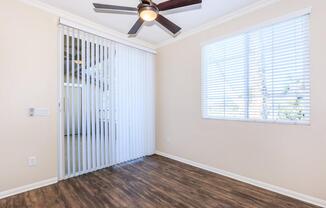 a room with a large window