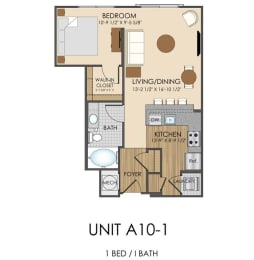 Studio, 1 bath, 667 sqft, $1,805