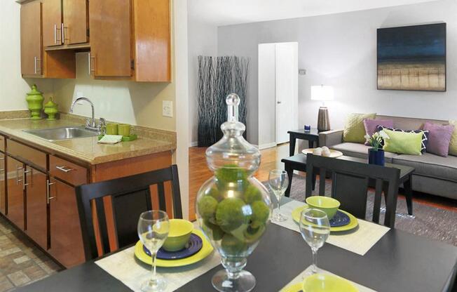 A dining area in each home offers a place for family meals or casual get-togethers with friends.