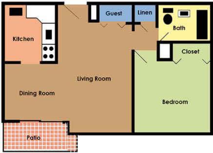 1 bed, 1 bath, 750 sqft, $730
