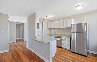 Penthouse kitchen with stainless steel appliances