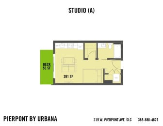 Studio, 1 bath, 391 sqft, $1,350