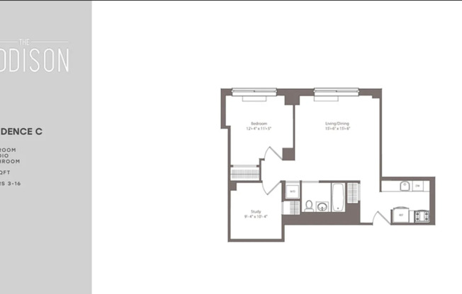 1 bed, 1 bath, 822 sqft, $5,050, Unit 3C