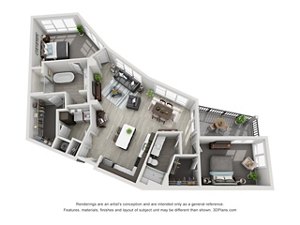 2 beds, 2 baths, 1,438 sqft, $3,200