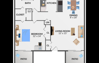 1 bed, 1 bath, 736 sqft, $1,410