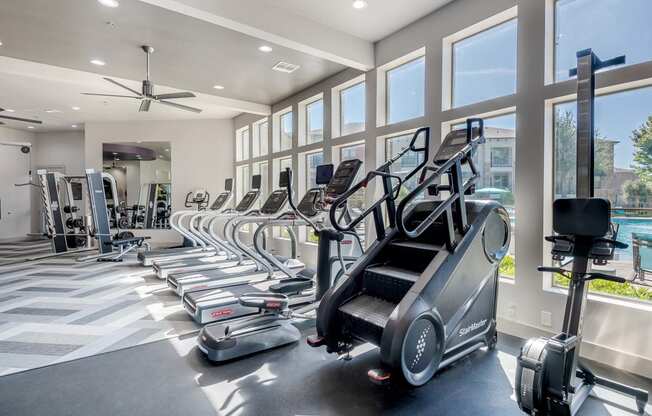 the gym at the flats at big tex apartments