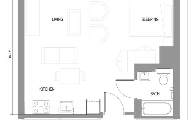 Studio, 1 bath, $1,150, Unit 302