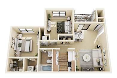 2 beds, 1 bath, 855 sqft, $1,400