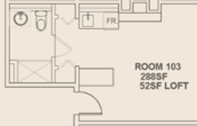Studio, 1 bath, 166 sqft, $1,850, Unit 103