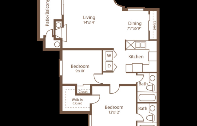 2 beds, 2 baths, 950 sqft, $1,795