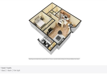 1 bed, 1 bath, 704 sqft, $2,116