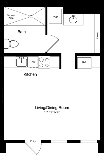 Studio, 1 bath, 454 sqft, $3,665, Unit L18