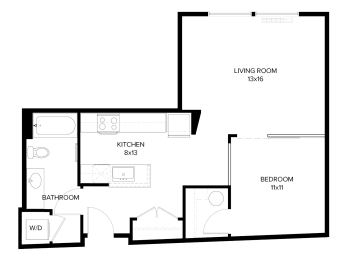 Studio, 1 bath, 711 sqft, $1,671