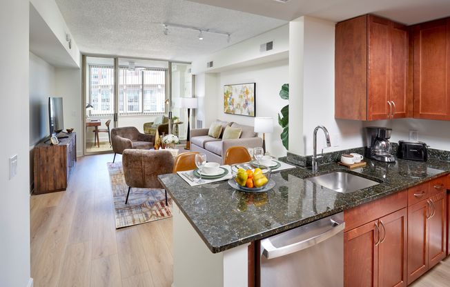 Modern living starts here. Our newly renovated apartments now feature stainless steel appliances and wood-style vinyl plank flooring to complement custom cabinetry and granite countertops along with updated lighting and other fixtures.