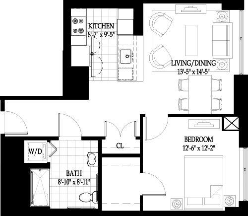 1 bed, 1 bath, 757 sqft, $3,270, Unit 608