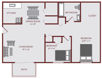 2 beds, 1 bath, 997 sqft, $1,239