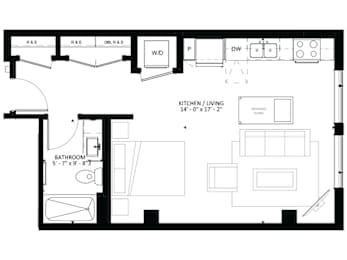 Studio, 1 bath, 553 sqft, $1,329