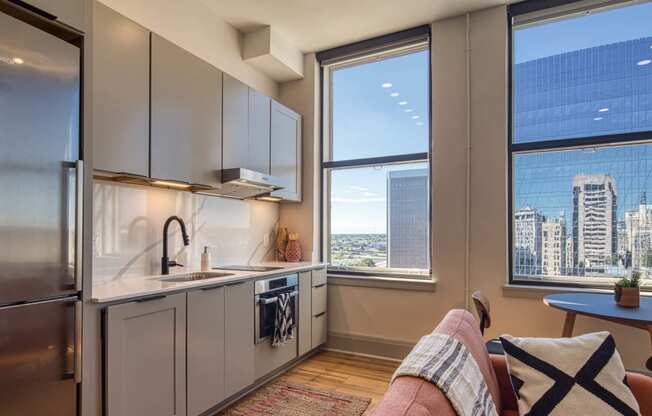 Studio Kitchen And Living Area at Residences at Richmond Trust, Richmond, VA