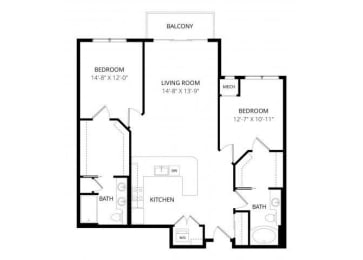 2 beds, 2 baths, 1,230 sqft, $2,635