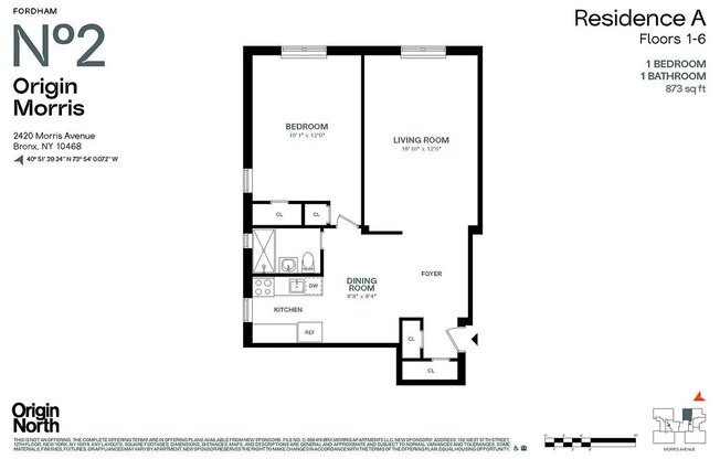 1 bed, 1 bath, 873 sqft, $2,350, Unit 6A