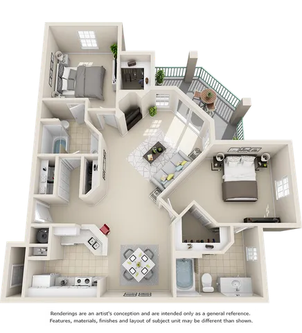 2 beds, 2 baths, 1,289 sqft, $1,660