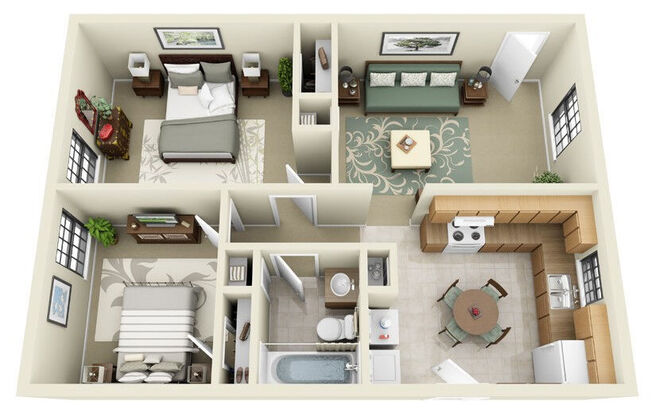 2 beds, 1 bath, 700 sqft, $1,049