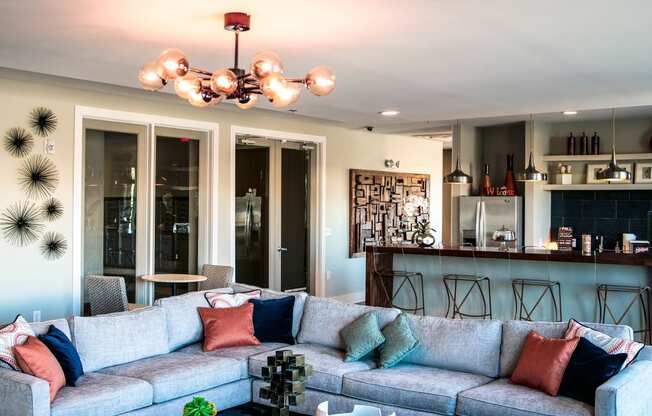 Living Room With Kitchen at The Maywood, Oklahoma City