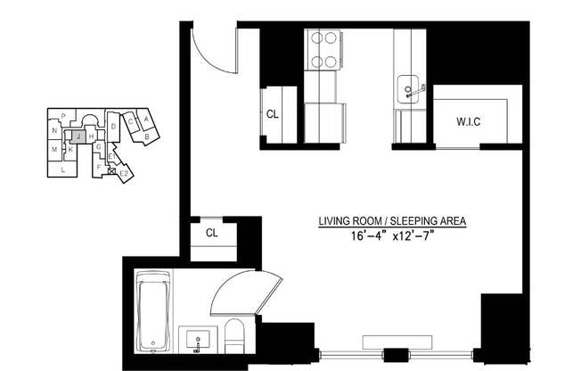 Studio, 1 bath, $3,800, Unit 12J