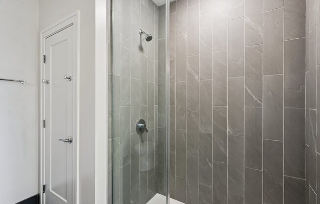 Bathroom with a shower at Park77 Apartments, Massachusetts