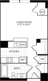 Studio, 1 bath, 563 sqft, $1,650