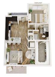 1 bed, 1 bath, 755 sqft, $1,329