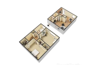 a floor plan of a bedroom and a living room