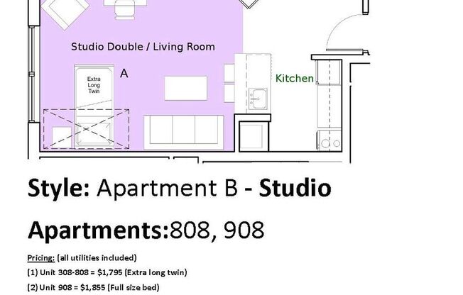 Studio, 1 bath, 350 sqft, $1,450