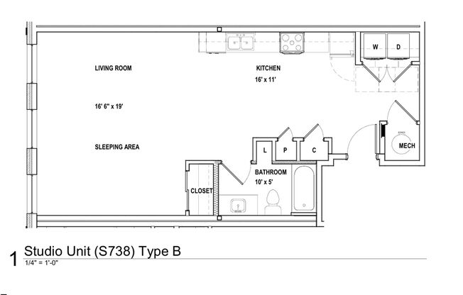 Studio, 1 bath, 660 sqft, $1,495, Unit 424 - S738