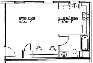 Studio, 1 bath, 481 sqft, $820, Unit 3