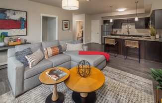 living room and kitchen