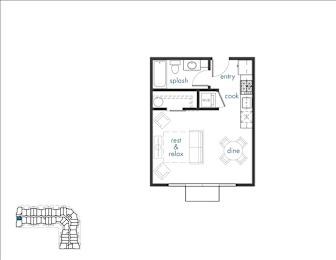 Studio, 1 bath, 435 sqft, $1,595