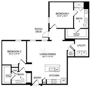 2 beds, 2 baths, 1,256 sqft, $2,595