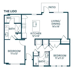 2 beds, 2 baths, 1,027 sqft, $1,845