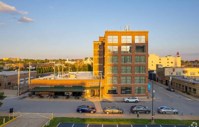 A large building with the word Fieldhouse on it.